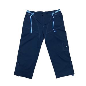 Nike Silver Tag Drawstring Navy Capri Roll Up Pants Women’s Size M